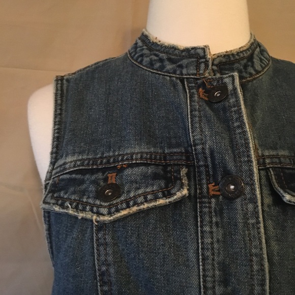 Free People Lace Up Denim Vest Sz XS - Picture 6 of 8